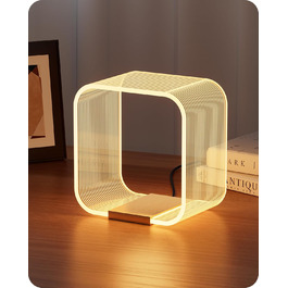 LED настільна лампа EDISHINE: сучасна лампа для спальні та вітальні, золота, з лазерним різьбленням, акрил, алюміній, 3000K, 4W