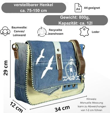 Сумка жіноча Sunsa через плече з канвасу. Велика вінтажна крос-боді сумка. Подарунок для жінок (джинс)