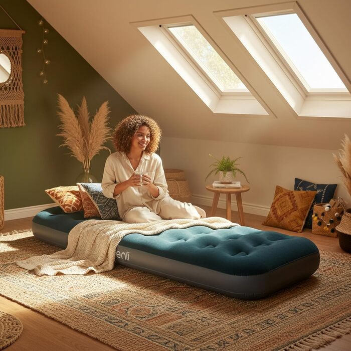 Надувна матрац-ліжко AVENLI для кемпінгу та дому (191x73x22 см) з вбудованим насосом, для 1 особи