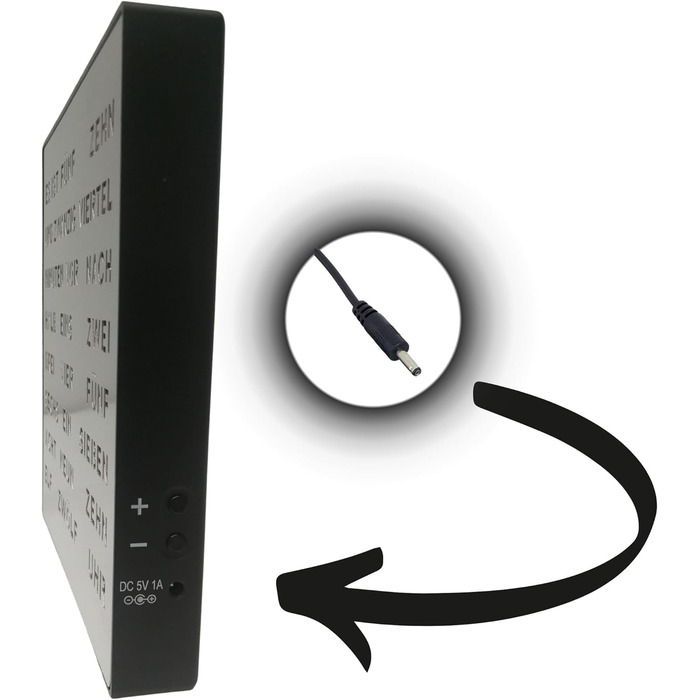 Bada Bing LED Word Clock Silver with German Word Display - elegant metal clock with USB cable wall clock modern - high-quality table clock silent for placing/hanging - decoration gift men's office living room