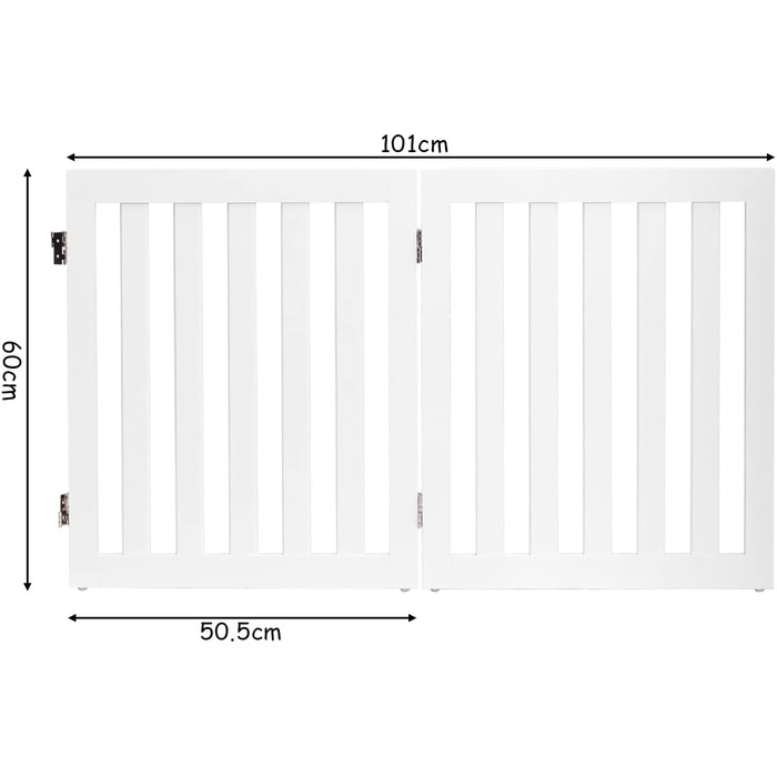 Захисний бар'єр для собак COSTWAY 60см, дерев'яне огорожа, дитяче ворота, розкладні, для сходи, білий (2 панелі)