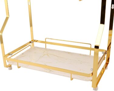 Wall-mounted bathroom shelf with 2 tiers, desk storage shelf for bedroom, kitchen, living room, bathroom, countertop, Nizer for enhanced Nizer and space-saving, gold