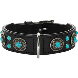 Нашийник для собак HUNTER SIOUX, шкіряний, в індійському стилі, з прикрасами, розмір S-M, чорний