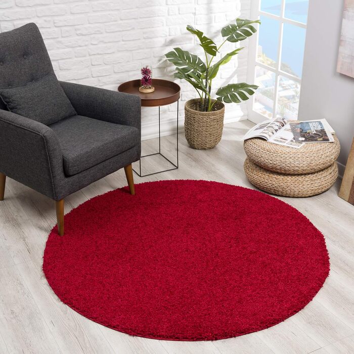 Килимок для вітальні Impression - екологічний сертифікований килим, суцільний колір, розмір 80x150 (Червоний, діаметр 120 см)