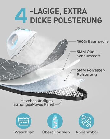 Прасувальна дошка LyriFine 2-в-1 для прасування з парою та звичайного прасування, сіра