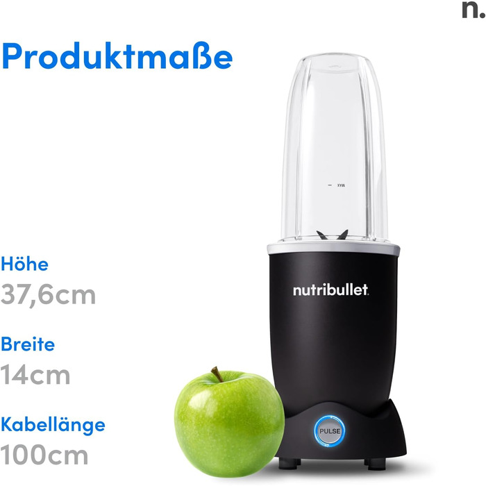 Nutribullet Pro 1200, Electric Blender, Food Processor, Smoothie Blender, Multi-Function Blender, 1200W Power, 700ml and 900ml Cups, Black, NB120MB 1200W Black