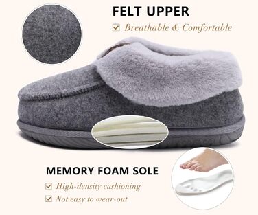 Тапочки жіночі COFACE, теплі, флісові, зимові, з рухомої підошвою, сірі (44 EU)