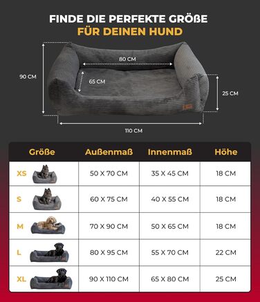 Ортопедичне ліжко для собак HS-Hundebett® Deluxe Cord, 70x90 см, зелене, великі породи, зручне, знімний чохол, миється, антиковзаюче покриття, з Німеччини