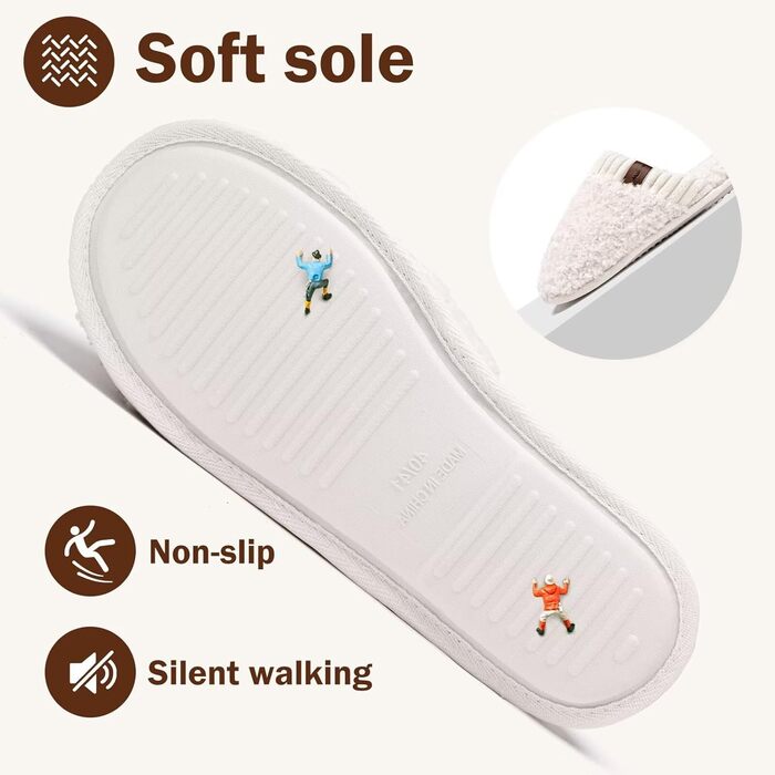 Тапочки жіночі Mabove Hausschuhe з меморі-піною, теплі зимові для дому (38/39 EU, молочний колір)