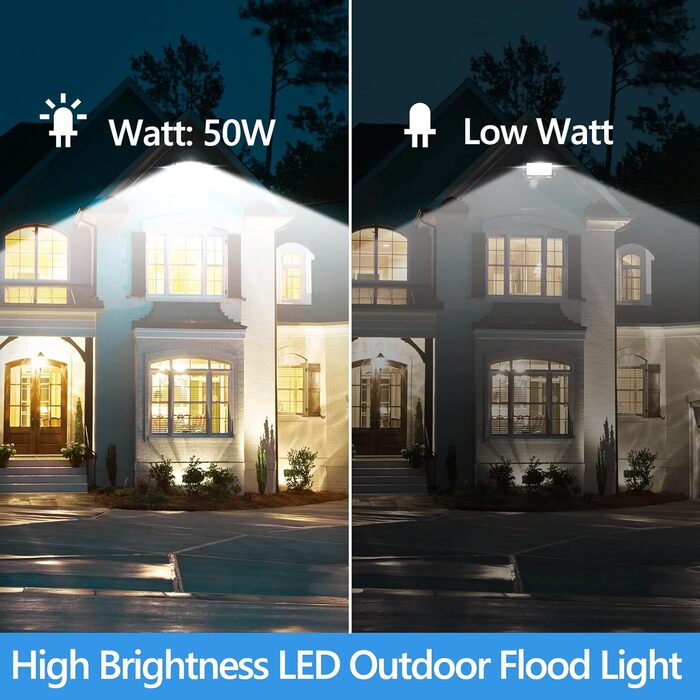 200W LED Flood Light Outdoor, 20000LM LED Spotlight, 7000K Cool White Spotlight, IP67 Waterproof Floodlight, for Backyard, Courtyards, Garage, Hallway, Garden (50W-1PC)
