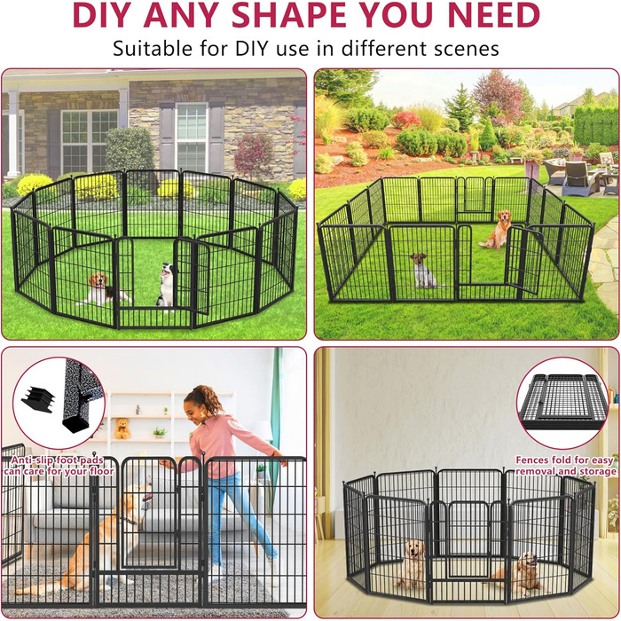 Металевий вольєр для собак на 32 панелі, 81,3 см, для вулиці, портативний, для середніх та маленьких собак