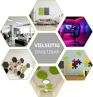 Акустичні панелі platino24 Edition LOFT 3D, набір 8 елементів Ø 300мм для звукоізоляції стін та стелі, звукопоглинаючі плити Basotect (30-70мм) у кольорах Platinum, Anthracite, Denim