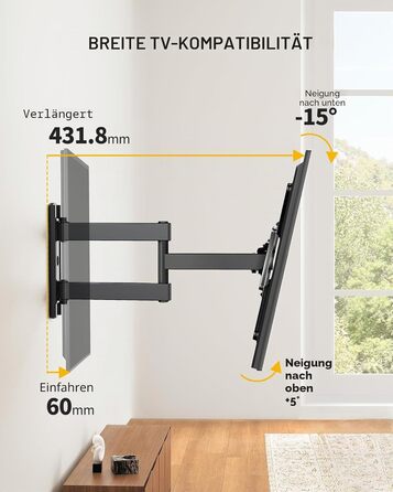 Настінне кріплення для телевізора Alphamount поворотне, нахильне, 26-60 дюймів, LED/LCD/OLED, до 35 кг, VESA 400x400 мм