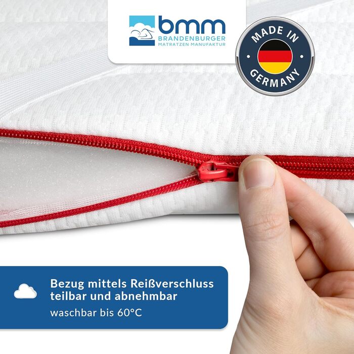BMM Topper 140x200 cm Classic Premium Firmness H2 soft/Visco-elastic foam topper/Öko-Tex certified/ergonomic mattress topper/height 6 cm/topper produced in Germany