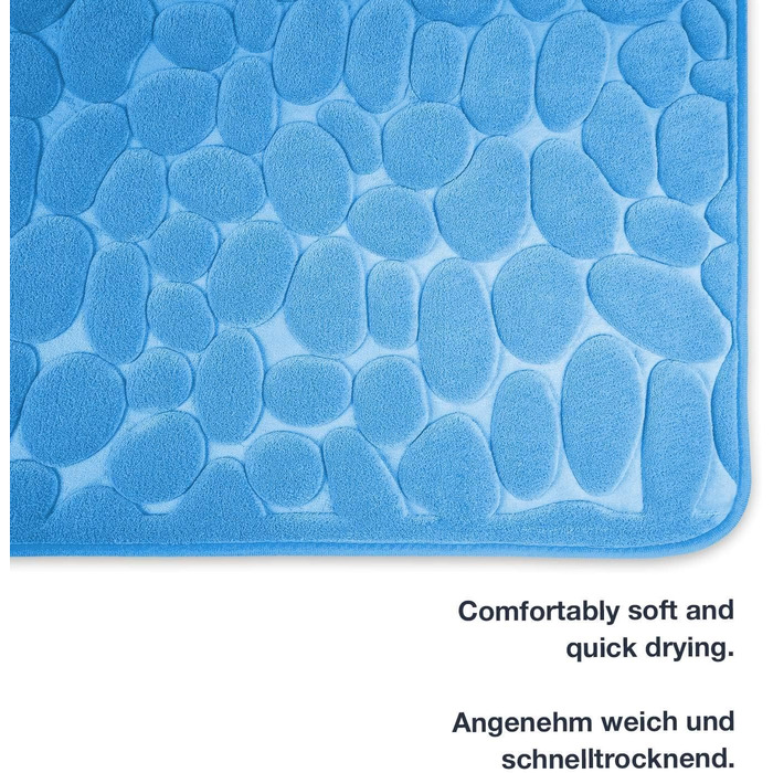 Memory Foam Bathroom Rug - Non-Slip Washable & Quick-Dry Bath Mat - 60 x 100 cm Blue