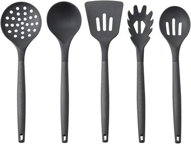 Набір ножів Karaca Gusto 12 предметів з обробною дошкою та кухонними аксесуарами. Ножі з нержавіючої сталі, ергономічні ручки. Кухонний набір, чорний (сірий)