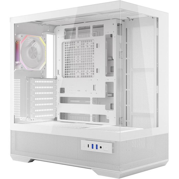Ігровий корпус darkFlash LAND451 Midi Tower ATX (Білий) — підтримка BTF-материнських плат, вертикальна установка відеокарти RTX 5090 (до 420мм), Type-C, підтримка двох 360мм СРО, панорамний огляд