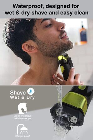 Електричний чоловічий бритва та тример з 3 гнучкими лезами, акумуляторний, бездротовий, з чохлом для подорожей, для мокрого та сухого гоління, час роботи 100 хв, подарунок для чоловіка, колір: смарагдово-зелений