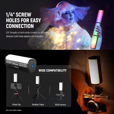 NEEWER LED відеоліхтар з магнітним кріпленням та штативом, RGB, 2500-8500K, 2500mAh, для фото- та відеозйомки, TL96RGB (TL98C (3 шт.))