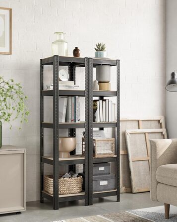 Стелаж SONGMICS GLR037B0: 5 полиць, 37x37x150 см, 400 кг/полиця, для кухні/вітальні, vintage коричневий-чорний