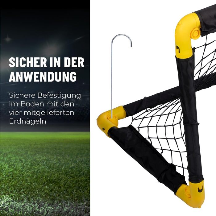 Ворота для футболу Umbro 50x44x44 см - Комплект 2 шт. - Складні, для дітей, для тренувань, металеві, чорно-жовті