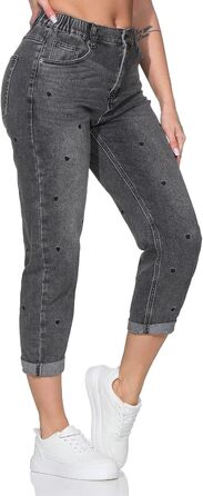Джинси жіночі Hailys Mom Jeans з високою талією, сірі серця (S)