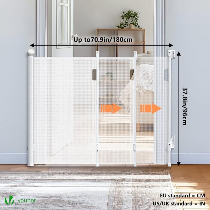 Захист для сходів Vounot: розтягувана сітка-захист для дітей, котів та собак (0-180 см)