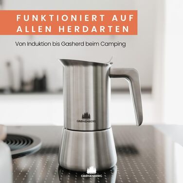 Groenenberg Spar Set 2: Manual Coffee Grinder + Induction Moka Pot (4 or 6 Cup) | Moka Pot and Coffee Grinder made of high-quality stainless steel