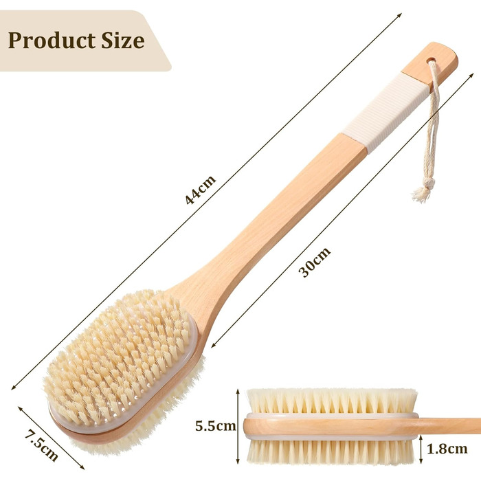 Щітка для спини Trockenbürste, масажна щітка для тіла, суха щітка для лімфодренажу, душова щітка, скрабер для тіла