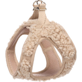 Нашийник для собак Flamingo Step&Go Pookie – Бежевий – Розмір S (A: 30–35см, B: 37–40см, 5мм) – М'який флісовий нашийник з клямками та золотистими деталями