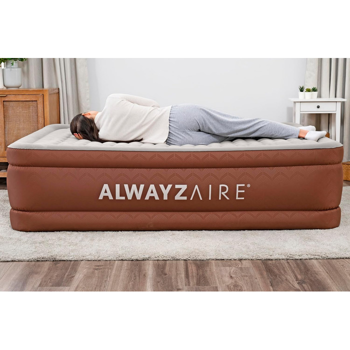 Повітряний матрац двопомісний Bestway AlwayzAire Fortech Comfort Choice+ з насосом, 203 x 152 x 51 см, навантаження 350 кг, USB-порти, нічник, сумка та ремкомплект