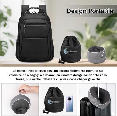 Подушка для шиї темно-сіра для подорожей: подушка-білочка, авто, літак, комплект для подорожей