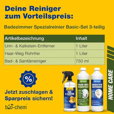 Набір засобів для чищення ванної кімнати, душу та унітазу bio-chem Basic-Set, 3 предмети