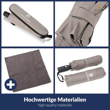 Вітростійкий парасолька LOGAN & BARNES Boston (сірий) - парасолька-тростина з тефлоновою просоченням, витримує вітер до 140 км/год