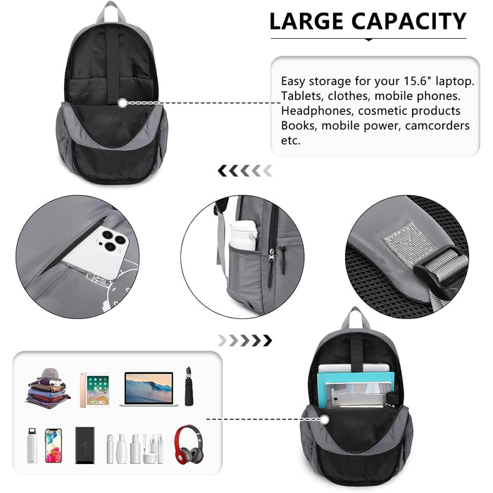 KONO Набір шкільних рюкзаків 3-в-1: рюкзак, сумка через плече, пенал. Для ноутбука 15.6