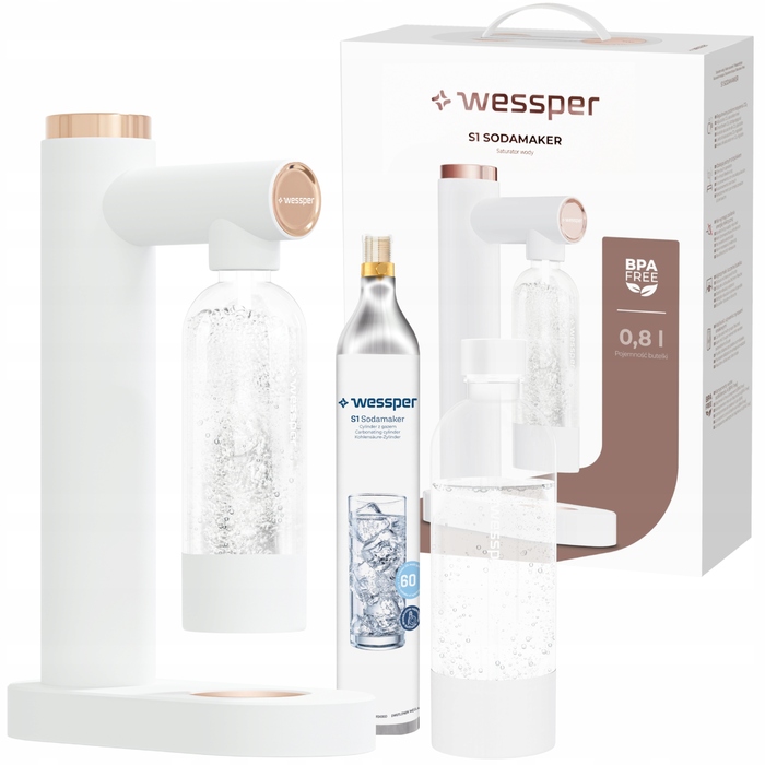Сифон для газування води Wessper S1, білий (з балоном CO2 та пляшкою для води)