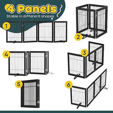 Бамбукове воріт для собак Semiocthome - 3 секції, 61 см, для дому, складане, для сходищ, білий