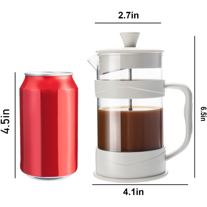 Френч-прес ParaCity 350мл з нержавіючої сталі та термостійкого скла, для холодної заварки, ідеальний для дому та подорожей