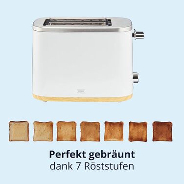 Набір чайник та тостер KHG | 2.200 Вт, 800 Вт | 1,7 л, 2 тости | з фільтром від накипу та крихкозбирачем | Білий з імітацією дерева