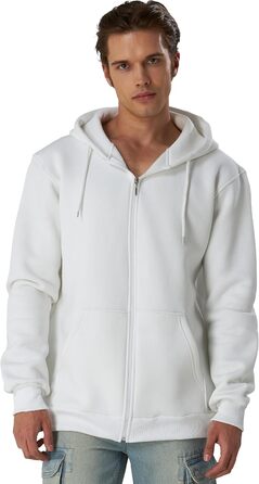 Світшот з капюшоном Smith & Soo для чоловіків – спортивна куртка, толстовка з капюшоном, бавовняна суміш (XXL, білий)