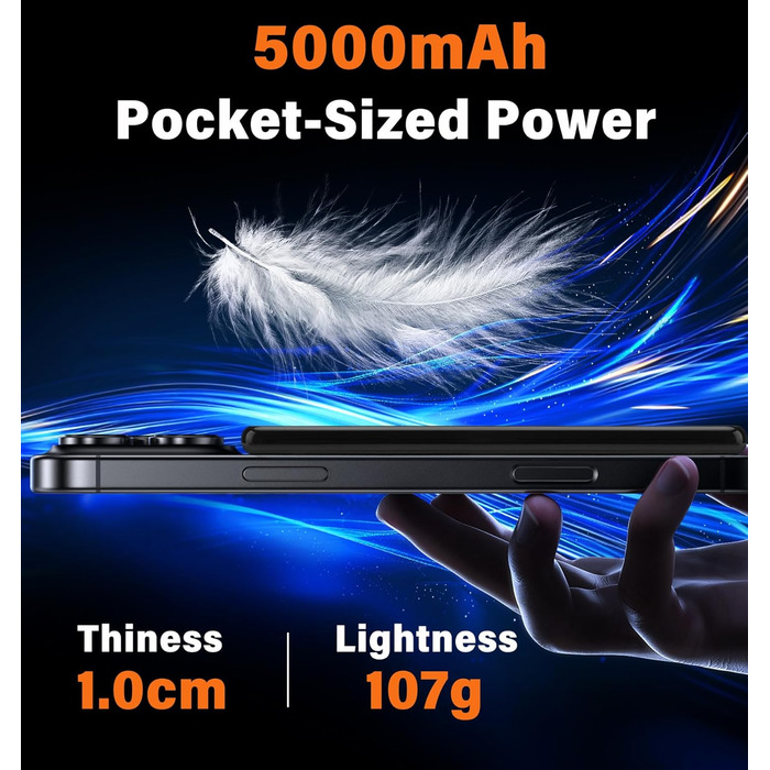 Power Bank MagSafe 5000mAh з підтримкою PD 20W та QC 3.0 - Білий/Чорний. Швидка зарядка, USB-C, для iPhone 17/16/15/14/13