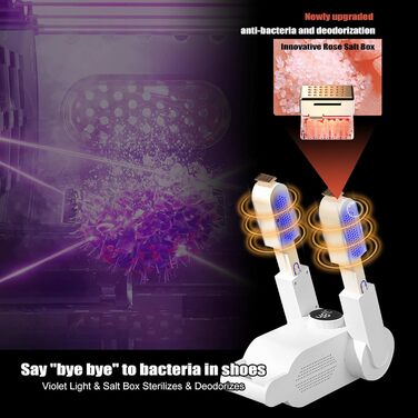Електрична сушарка для взуття, черевиків та рукавичок з УФ-дезінфекцією та активованим вугіллям - біла