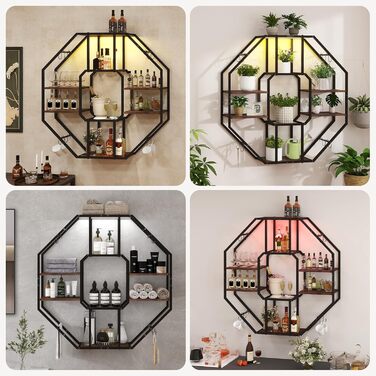 Стильне металеве вітрина для вина з LED-підсвічуванням, 3 яруси, для бару, кухні, вітальні, ресторану, чорний, 20x80 см