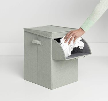 Brabantia - Stackable Laundry Box - Laundry Basket - Easy to fill and empty - Large volume - Quickly folds flat - Lightweight and sturdy handles - Green - 35 L - 37.0 x 44.5 x 32.0 cm