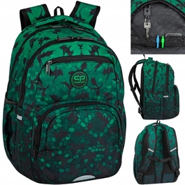 Багатовідсіковий шкільний рюкзак CoolPack, чорно-зелений, 26 л
