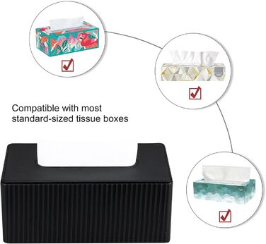 Стильна коробочка для серветок KingFOM з PU шкіри (чорна, прямокутна) – для вітальні, ванної кімнати та офісу