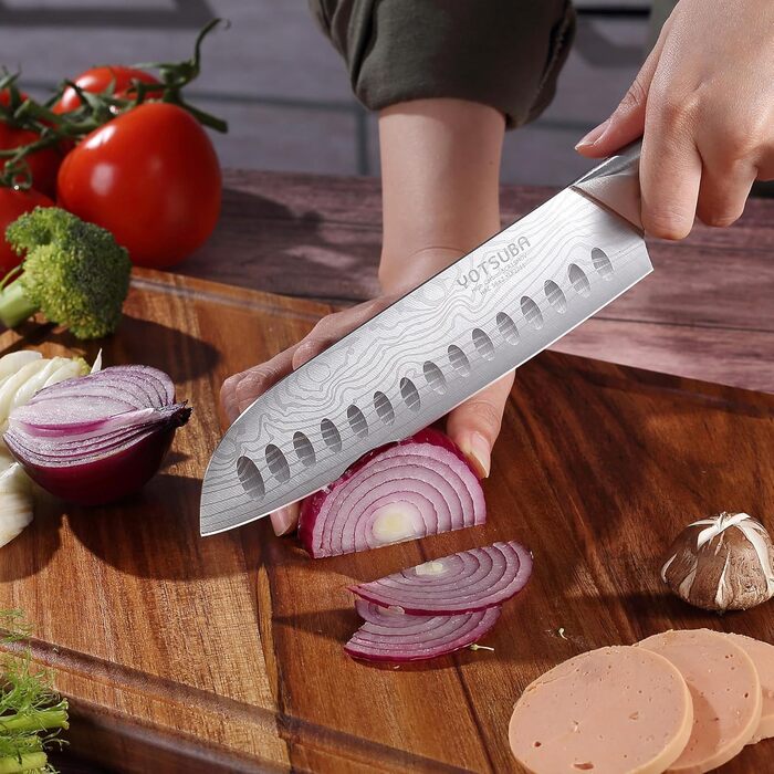 Професійний кухонний ніж Santoku 18 см з японської нержавіючої сталі з високим вмістом вуглецю, ергономічна ручка, для дому та ресторану