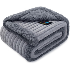 Водонепроникний плед для собак Luciphia, миючий, для собак, котів, цуценят, теплий, м'який флісовий плед Sherpa, для ліжка, дивану, канапи, сірий (102 * 145 см), розмір M (102 * 145 см)