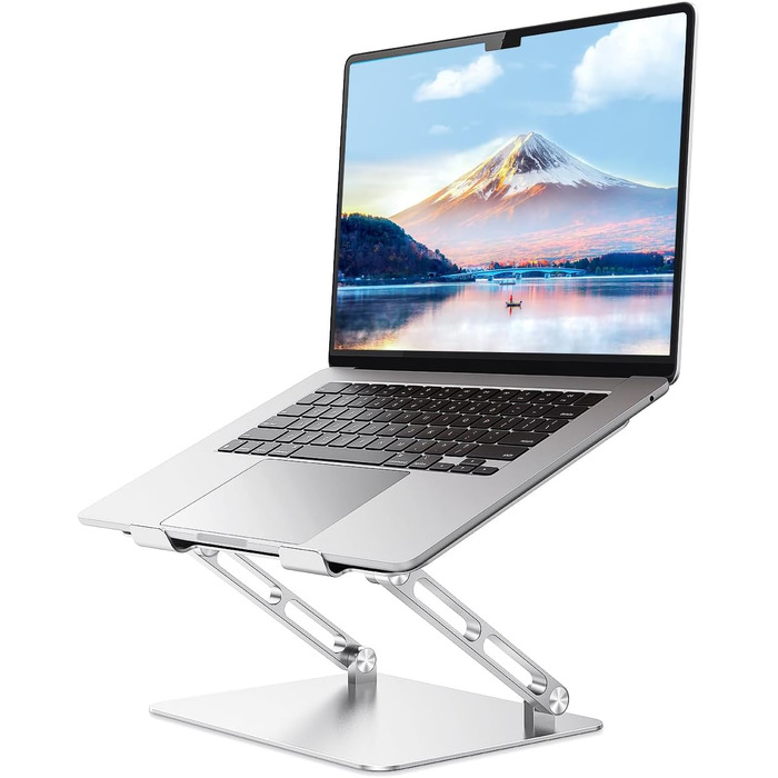 JOIOT Adjustable Laptop Stand - Ergonomic Aluminum Laptop Riser for Desk - Portable Notebook Stand - Compatible with 10-17.3 inch Laptops (Silver)