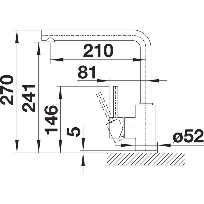 Змішувач кухонний BLANCO MILA хром | Високий тиск | Захист від зворотного потоку | Керамічний картридж | Захист якості води та економія води | Розміри: 10,5x25,5x27 см | Вивід - трубка